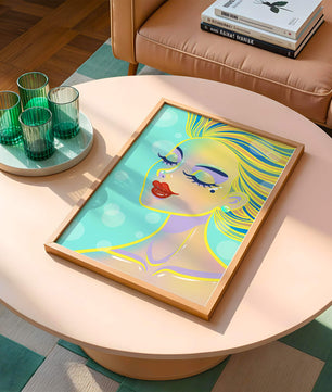 Portrait abstrait coloré d'une femme aux yeux fermés