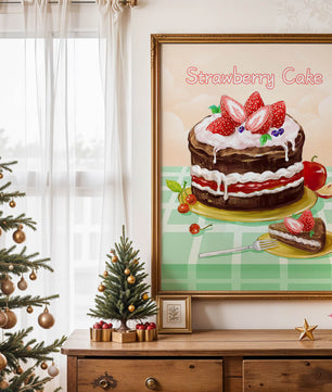 Delicioso pastel de chocolate y fresa con crema y frutas