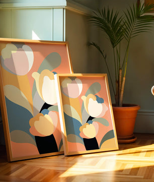Colorful abstract shapes with soft pastel tones
