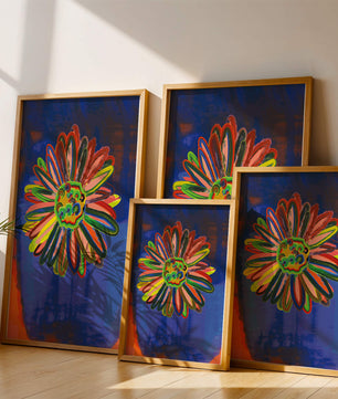 Arte floral abstracto colorido con pinceladas dinámicas