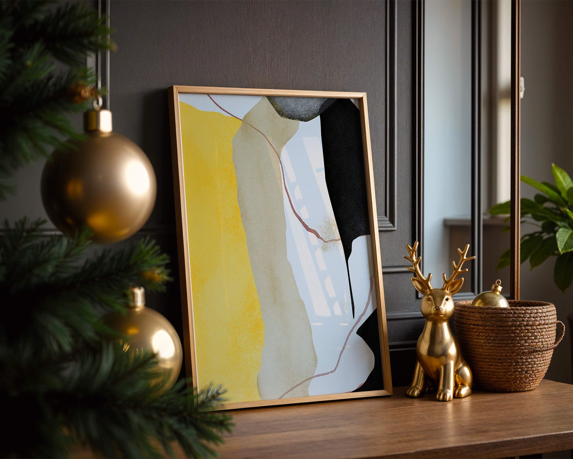 Abstract Composition with Geometric Shapes and Earth Tones