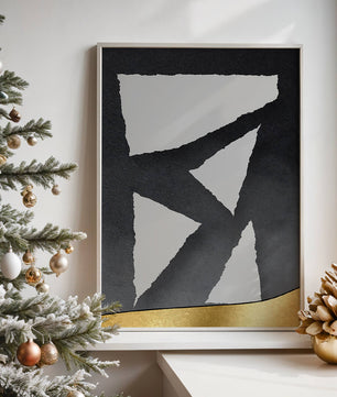 Abstract geometric design with gold and black elements