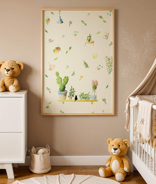 Illustration décorative avec des plantes et des éléments chaleureux