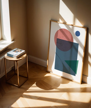 Geometric Abstract Art with Overlapping Shapes in Soft Colors - Mi tienda