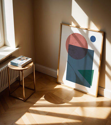 Geometric Abstract Art with Overlapping Shapes in Soft Colors
