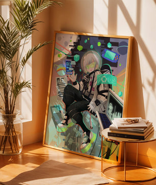 Conception de personnage numérique futuriste dans un décor spatial de science-fiction