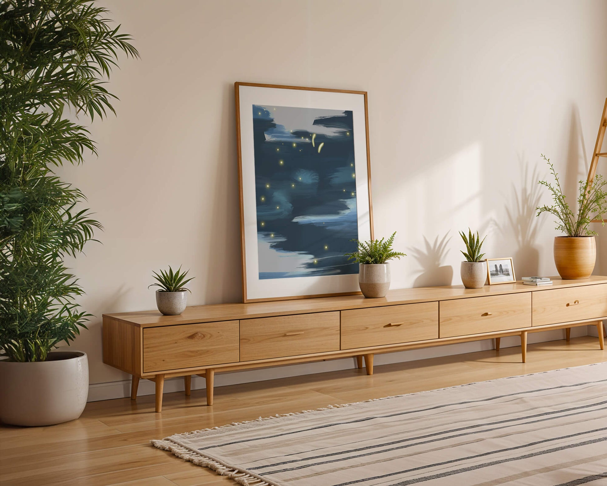 Abstract Night Sky With Glowing Elements