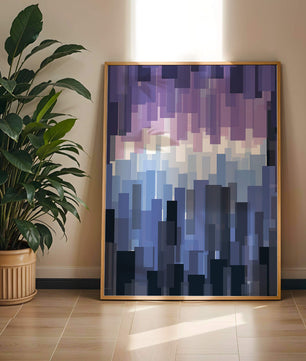 Abstrakter pixeliger Farbverlauf mit Blau- und Lilatönen