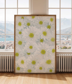 White Daisies Pattern with Yellow Centers