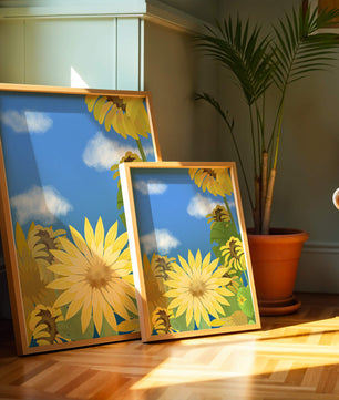 Sunny Sunflowers Against a Bright Blue Sky