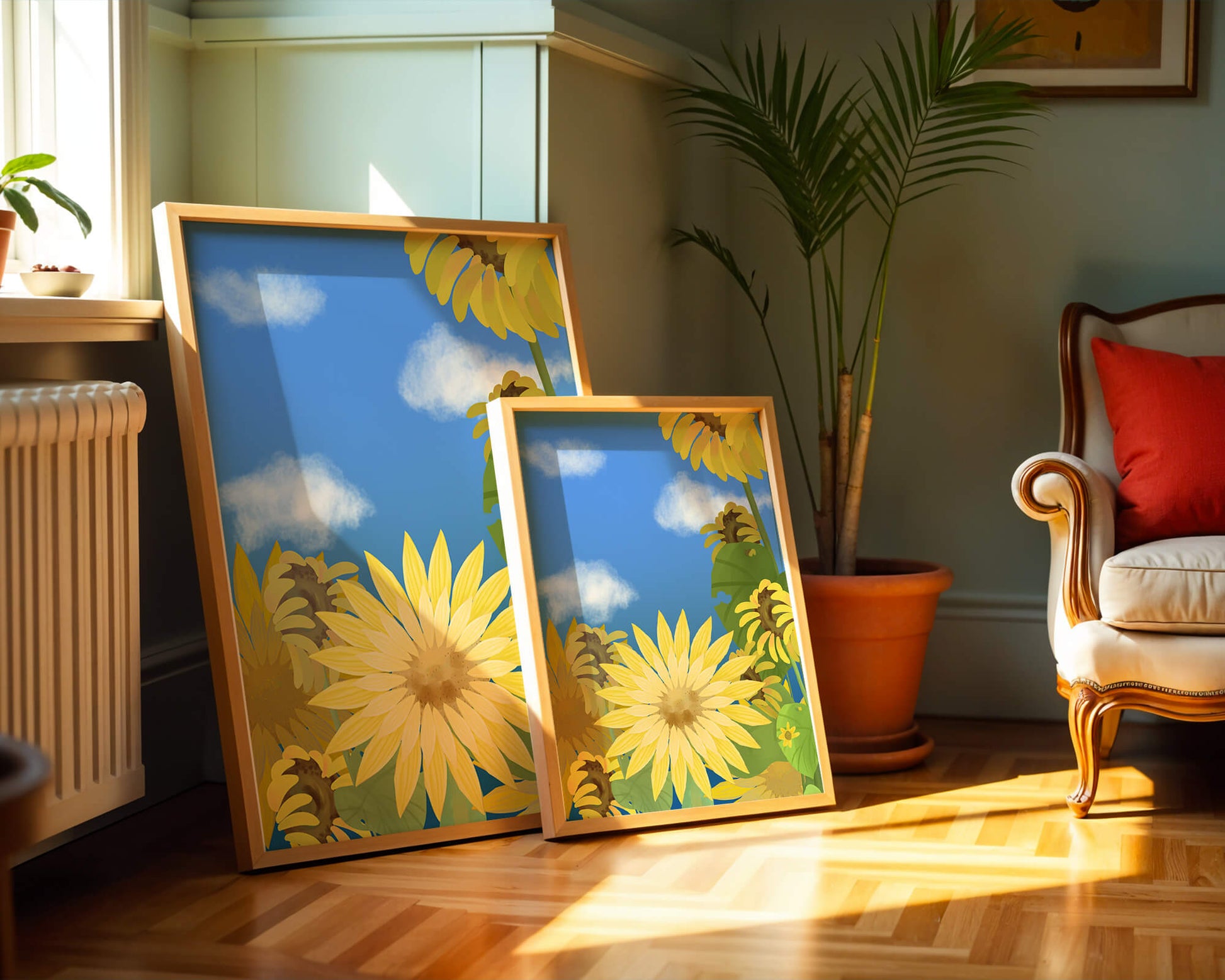 Sunny Sunflowers Against a Bright Blue Sky