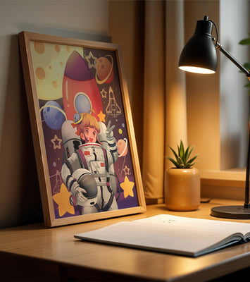 Astronaut Girl Illustration with Space Theme