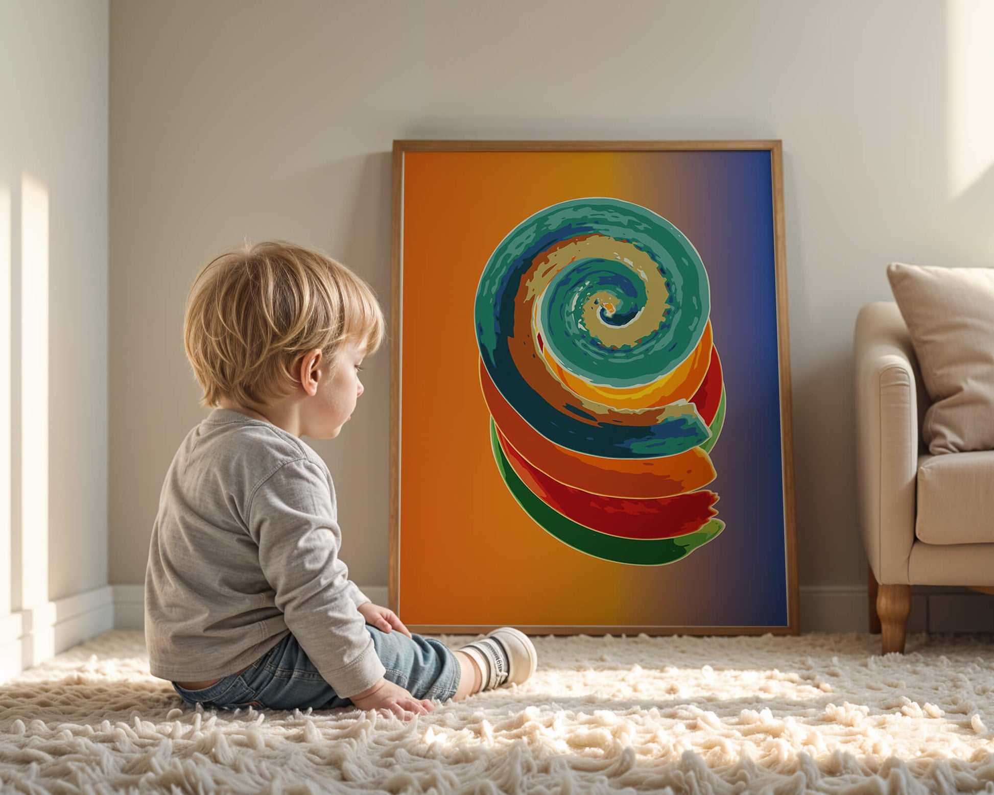 Bunte Spirale abstrakte Kunst mit lebendigem Farbverlauf Hintergrund