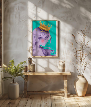 Elegant Purple-Haired Princess with Gold Crown - Mi tienda