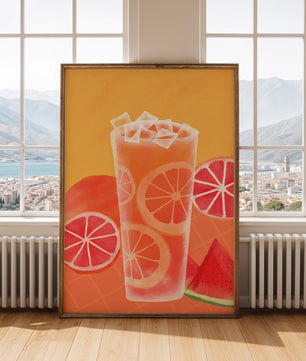Cóctel refrescante de frutas de verano con cítricos y sandía