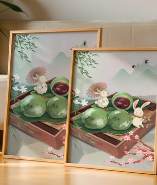 Charming Hasen mit Mochi und Berglandschaft