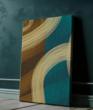 Abstract art with flowing brushstrokes and textured color contrast