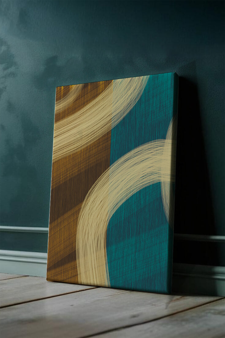 Abstract art with flowing brushstrokes and textured color contrast