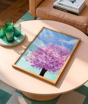Árbol de cerezo en un entorno celestial sereno
