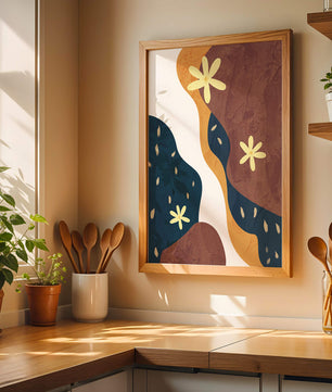 Abstract Floral Composition with Bold Colors and Textures