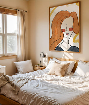 Illustration Of A Woman With Red Hair And Minimalist Features - Mi tienda