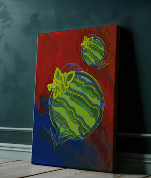 Obra de arte abstracta de sandía colorida con fondo vibrante