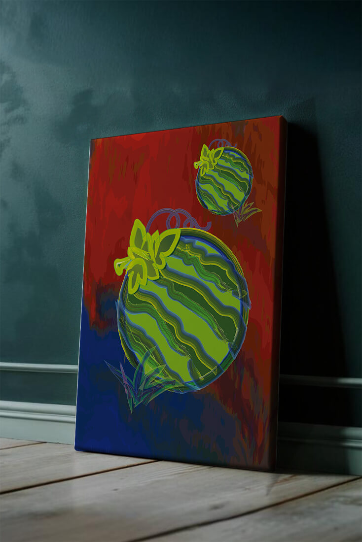 Abstract colorful watermelon artwork with vibrant background