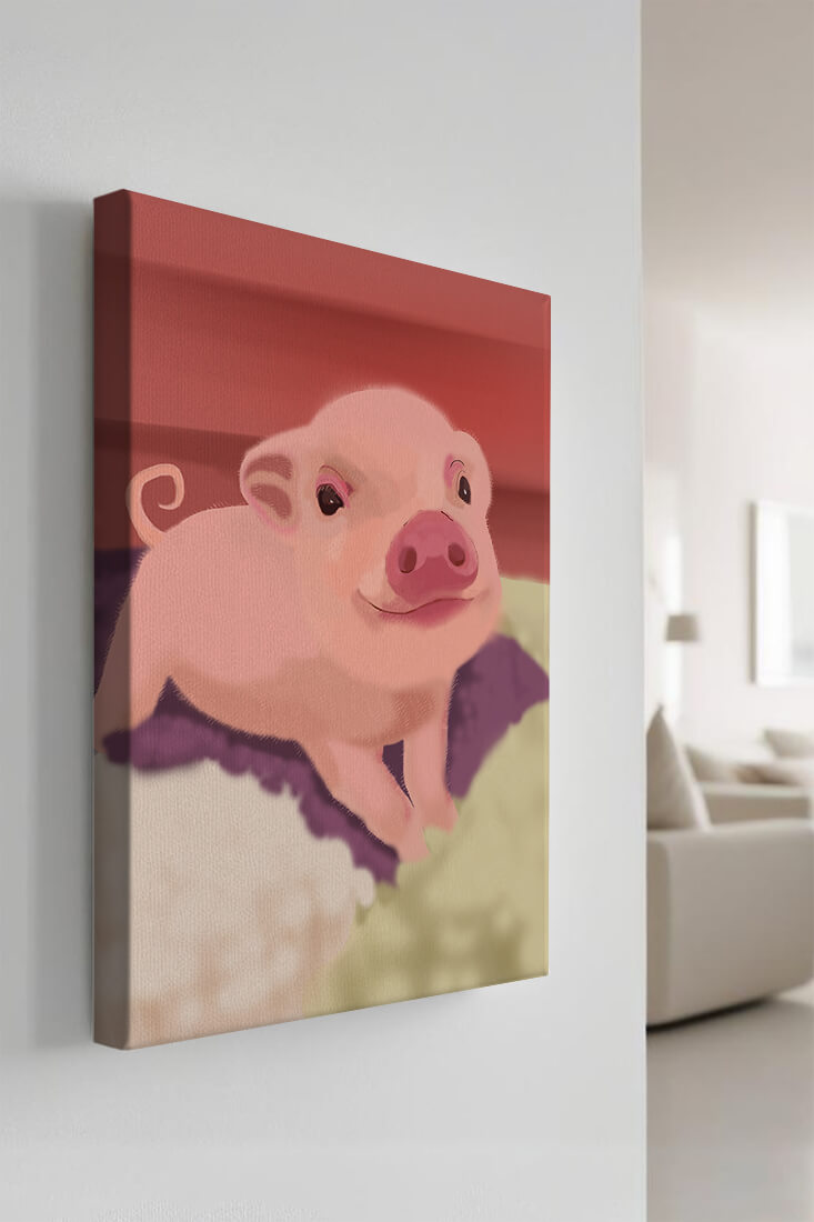 Una encantadora ilustración de un lindo cerdito con un fondo cálido.