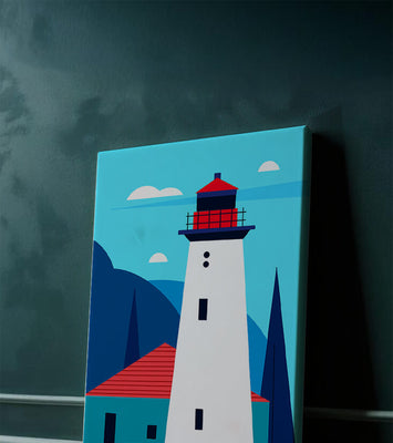 Modern illustration of a lighthouse with vibrant colors
