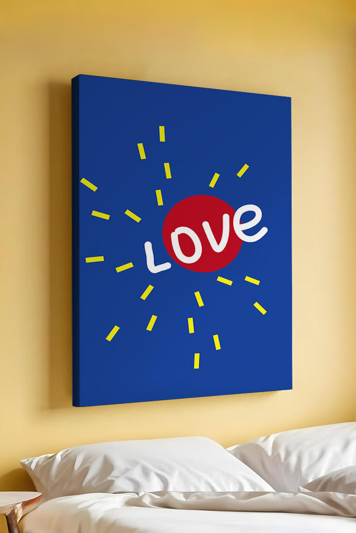 Colorful love-themed abstract design with bold elements