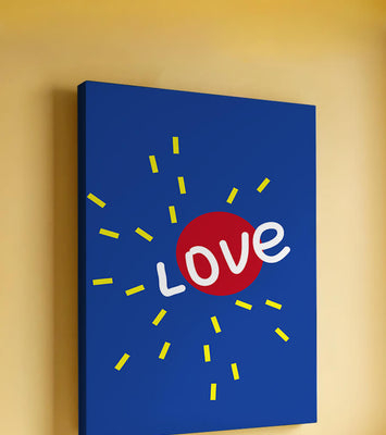 Colorful love-themed abstract design with bold elements