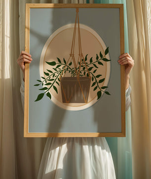Maceta colgante en ilustración de estilo minimalista