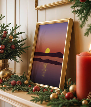 Sunset Over Tranquil Water with Vibrant Sky