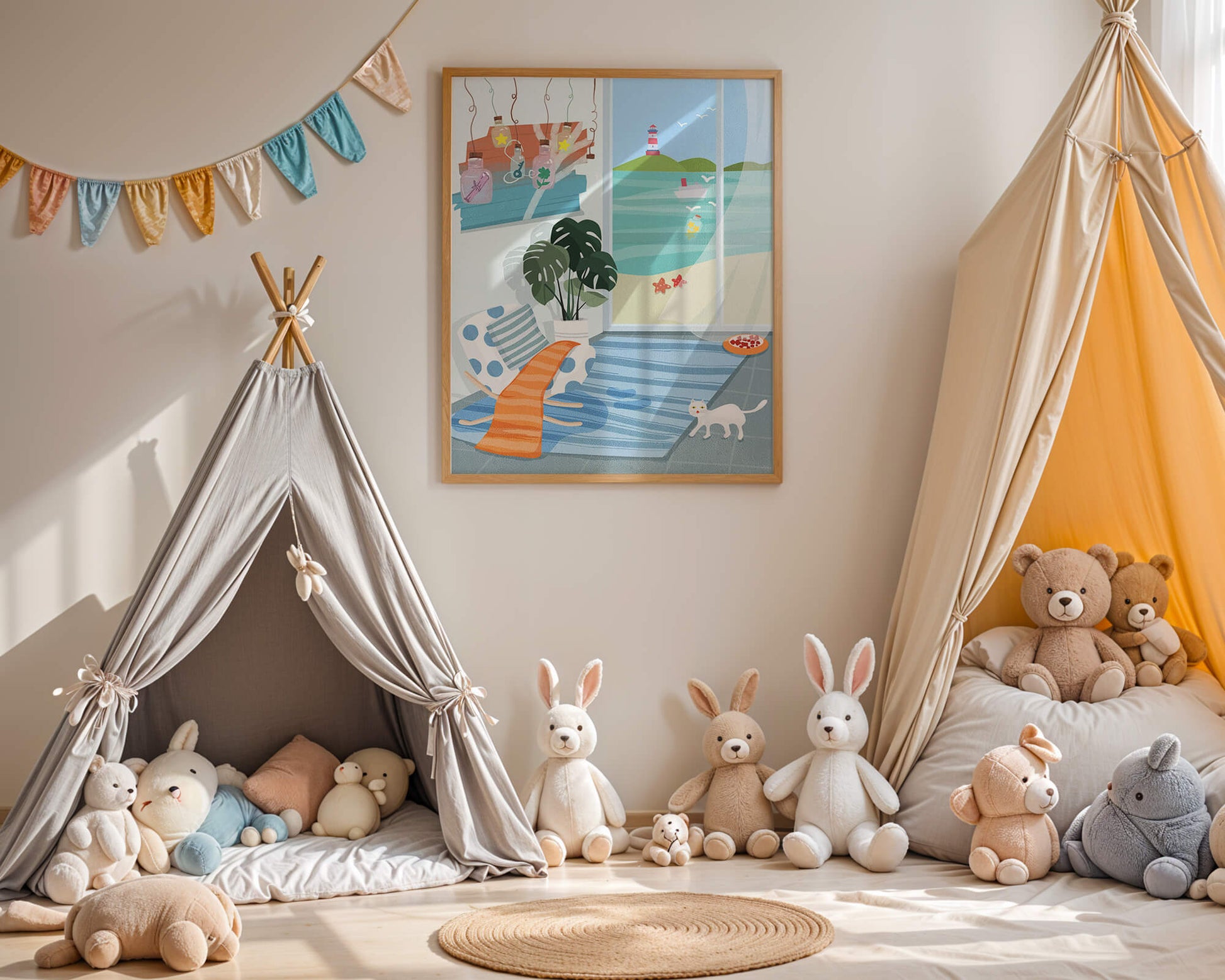 Cozy Room with Sea View and Lighthouse through the Window