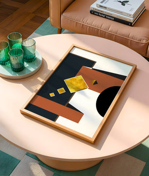 Abstract geometric art with gold accents and bold colors - Mi tienda
