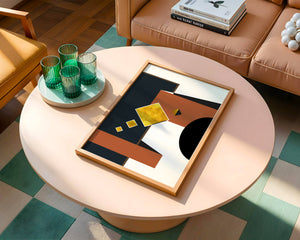 Abstract geometric art with gold accents and bold colors - Mi tienda