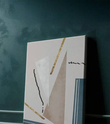 Abstract geometric artwork featuring gold elements