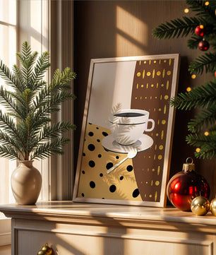 Contemporary Coffee Art with Geometric Patterns and Gold Accents - Mi tienda