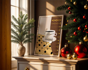 Contemporary Coffee Art with Geometric Patterns and Gold Accents - Mi tienda