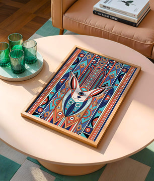 Diseño geométrico abstracto con motivo animal y patrones vibrantes