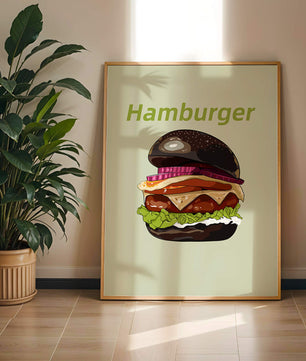 Delicious hamburger illustration with vibrant ingredients