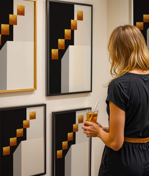 Modern abstract geometric artwork with gold accents - Mi tienda