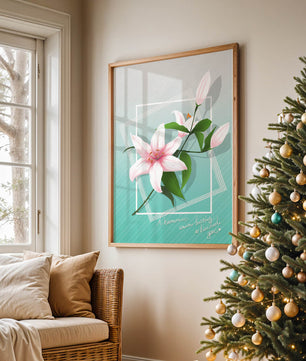 Elegant floral design with pink lilies and modern accents