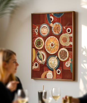 Colorful Chinese cuisine on a dining table with traditional dishes