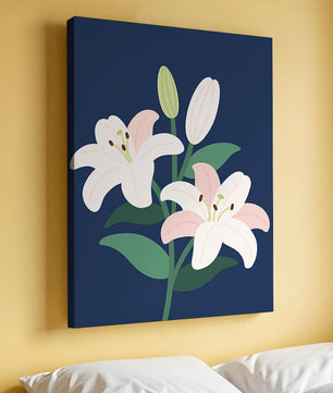 Elegante Lilien auf dunklem Blau