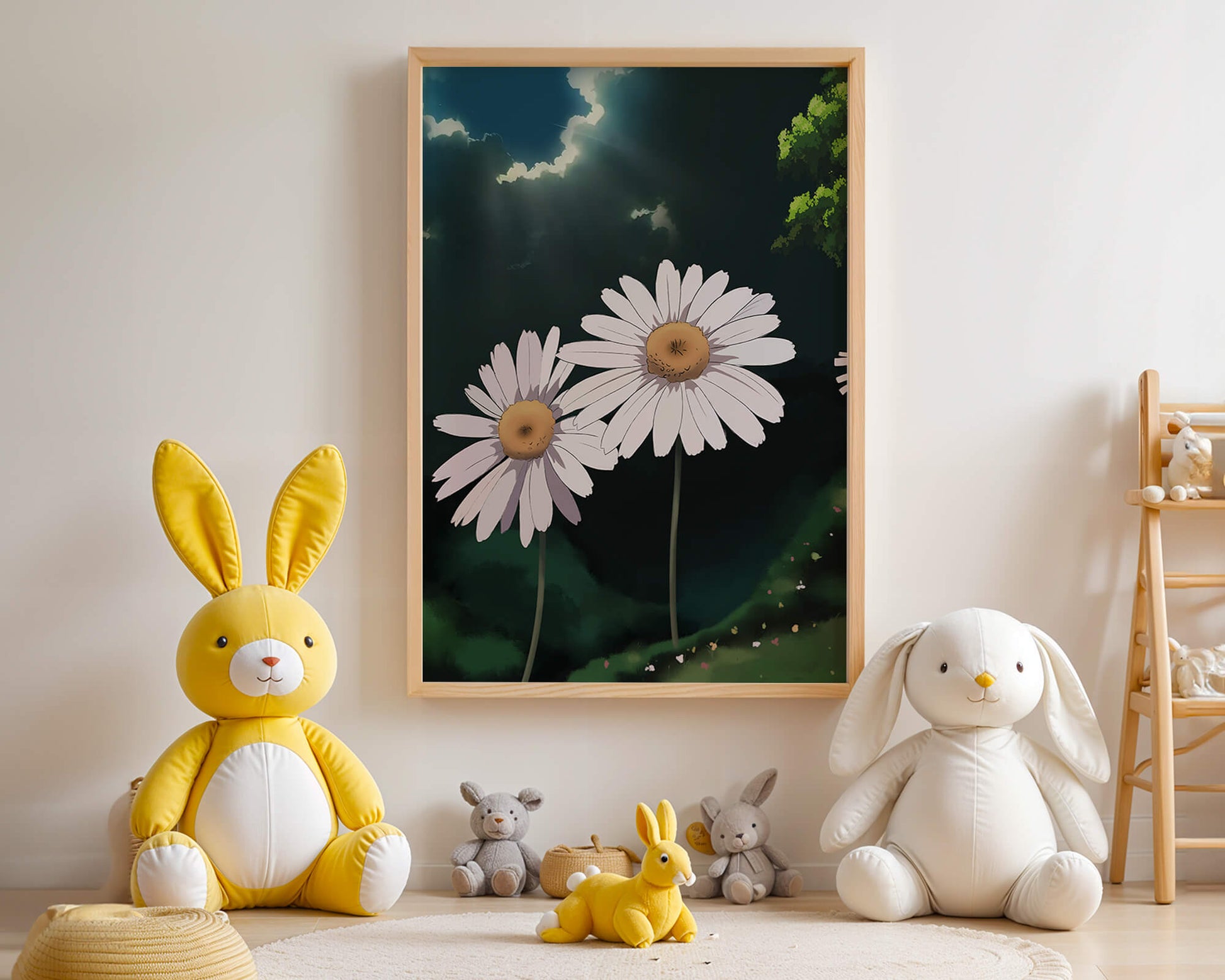 Sunlit Daisies in a Serene Landscape