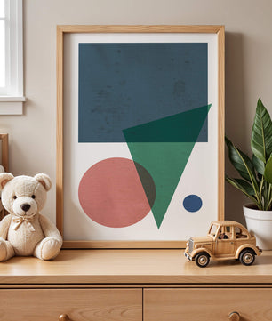 Abstract Geometric Composition with Overlapping Shapes on Textured Background - Mi tienda