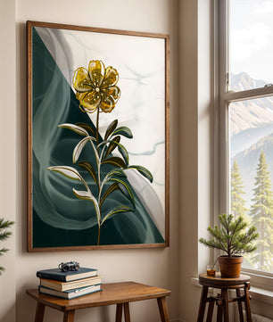 Elegant golden flower art with abstract background