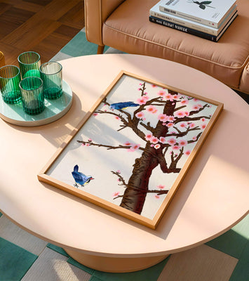 Charming illustration of cherry blossom tree with birds
