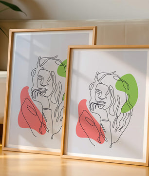 Modern Line Art Portrait With Abstract Shapes